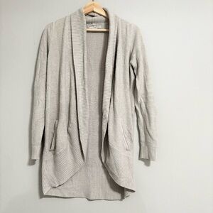 Barefoot Dreams Cream Beige CozyChic Open Front Pocket Cardigan